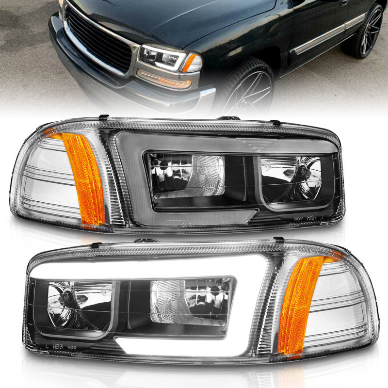 ANZO 111522 FITS: ANZO 99-17 GMC Sierra/Denali Headlights Black Amber (w/C Light Bars)