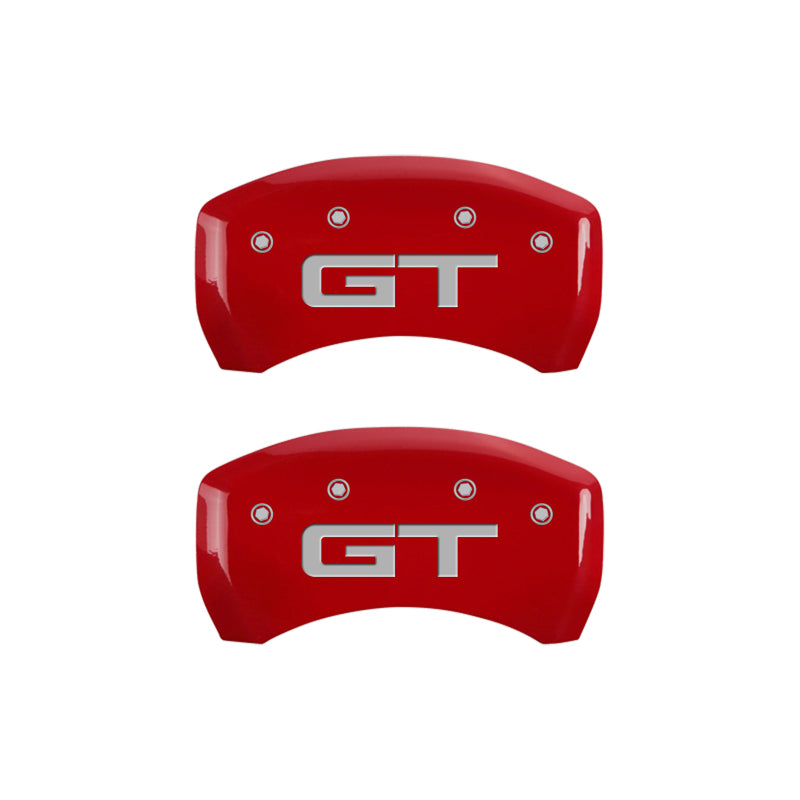 MGP 10200S2MGRD FITS 4 Caliper Covers Engraved Front 2015/Mustang Engraved Rear 2015/GT Red finish silver ch