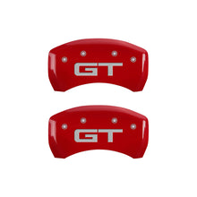 Load image into Gallery viewer, MGP 10200S2MGRD FITS 4 Caliper Covers Engraved Front 2015/Mustang Engraved Rear 2015/GT Red finish silver ch