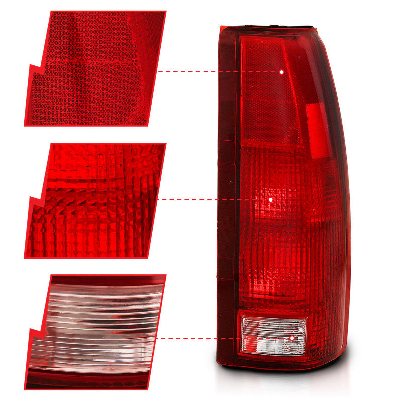 ANZO 311301 -  FITS: 1988-1999 Chevy C1500 Taillight Red/Clear Lens (OE Replacement)