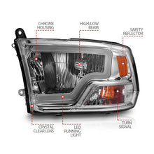 Load image into Gallery viewer, ANZO 111516 FITS 111516 - FITS: 2009-2018 Dodge Ram 1500/ 2500/ 3500 Crystal Headlights w/ Light Bar Chrome Housing