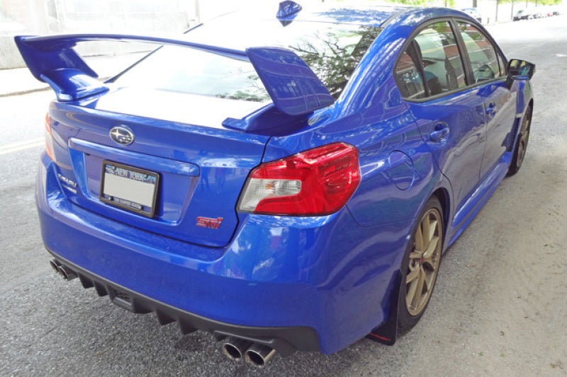Rally Armor MF32-UR-WH/RD FITS: 15-21 Subaru WRX/STI (Sedan ONLY) White UR Mud Flap w/ Red Logo