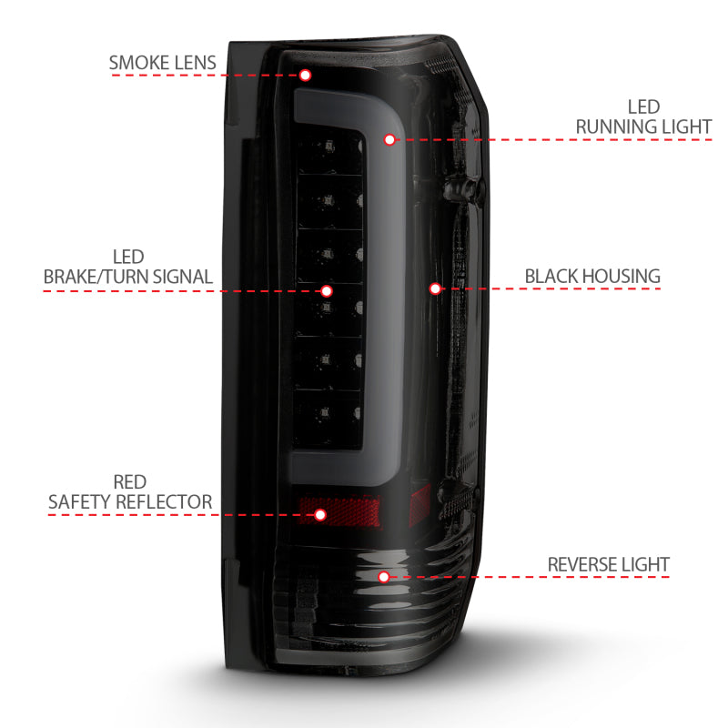 ANZO 311351 FITS 311351 FITS: 1987-1996 Ford F-150 LED Taillights Black Housing Smoke Lens (Pair)