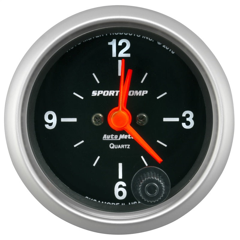 AutoMeter 3385 - Autometer Sport-Comp 2-1/16in. 12 Hour Analog Clock Gauge