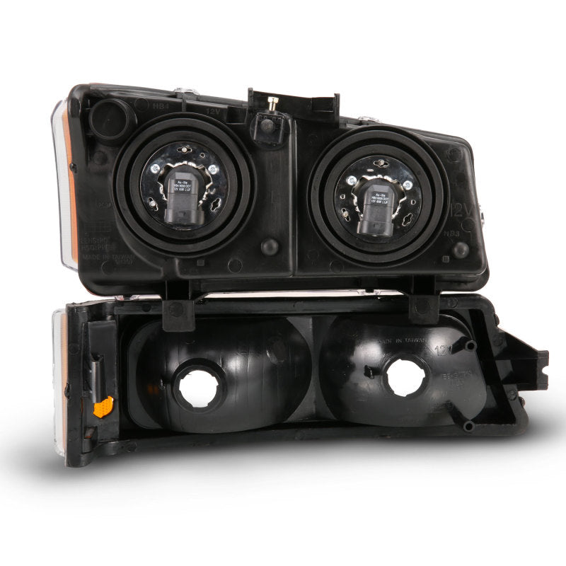 ANZO 111452 FITS 111452 - FITS: 2003-2006 Chevy Silverado Crystal Headlight w/ Signal Light Black Amber (4 pcs)