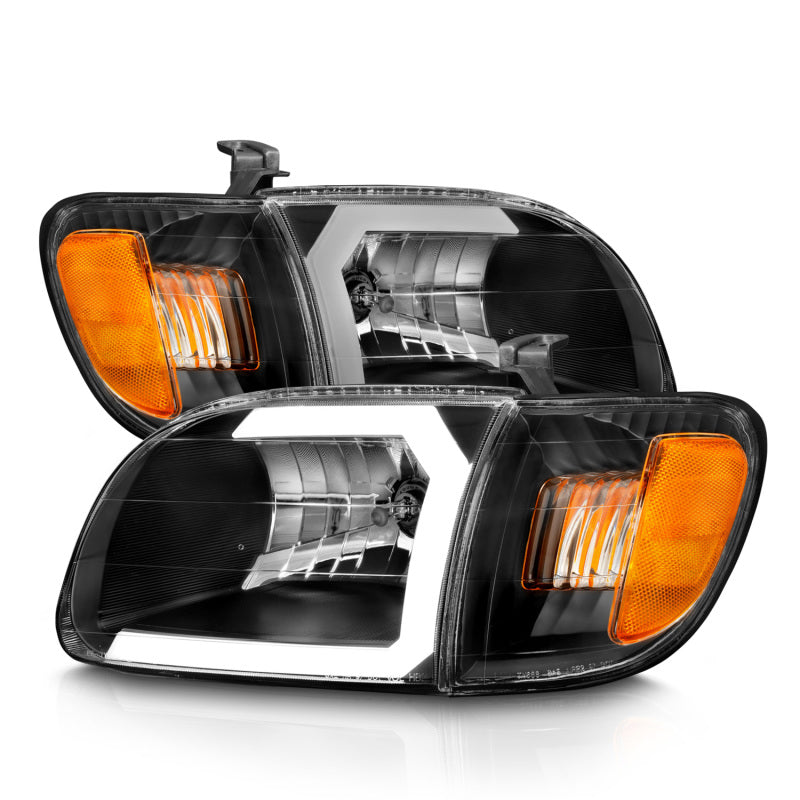 ANZO 111579 FITS 111579 - FITS: 00-04 Toyota Tundra (Fits Reg/Acc Cab Only) Crystal Headlights w/Light Bar Black w/Corner Light