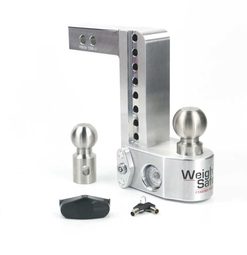 Weigh Safe WS8-2 FITS 8in Drop Hitch w/Built-in Scale & 2in Shank (10K/12.5K GTWR) - Aluminum