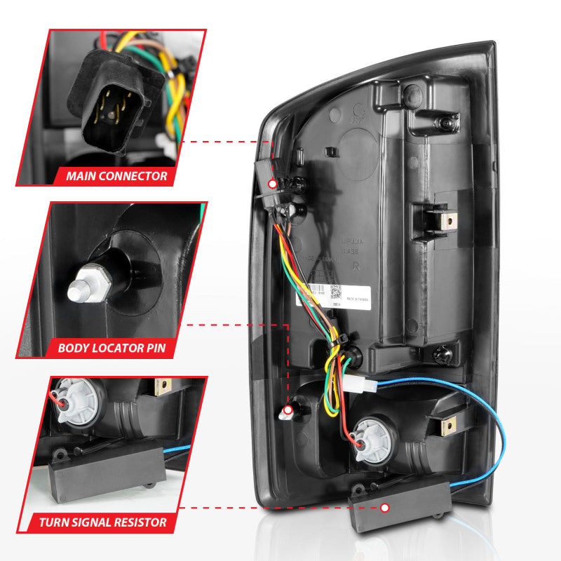 ANZO 311368 FITS 311368 FITS: 2002-2006 Dodge Ram 1500 LED Tail Lights w/ Light Bar Black Housing Clear Lens