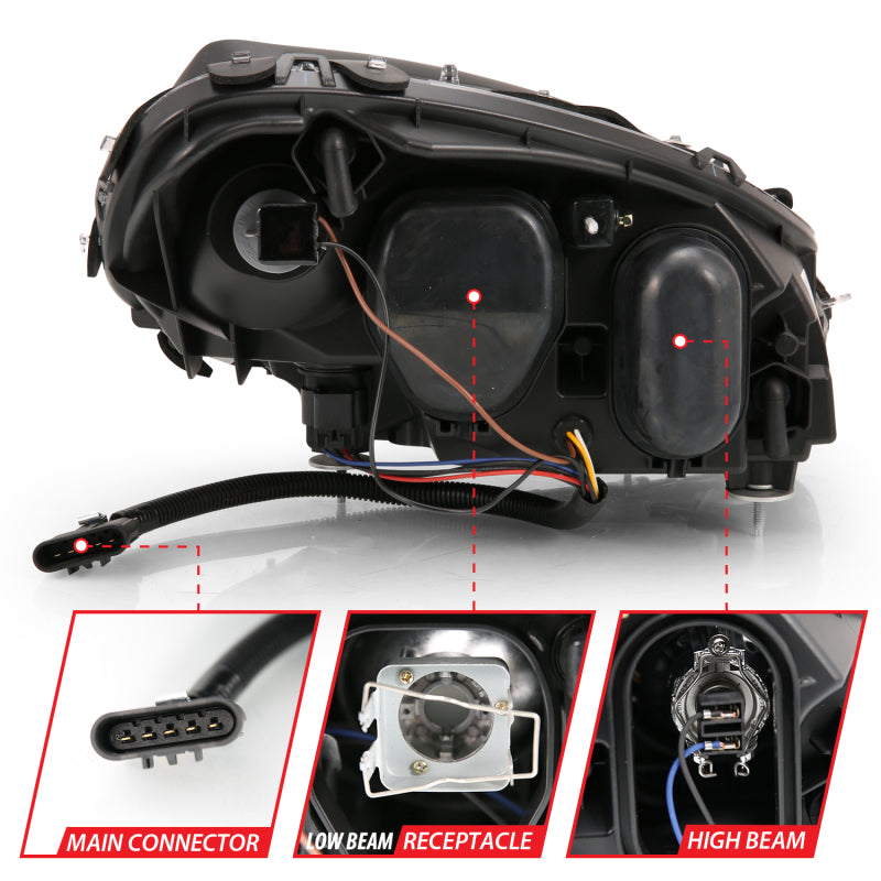 ANZO 121553 FITS: 2005-2013 Chevy Corvette Projector Plank Style Switchback H.L. Black Amber