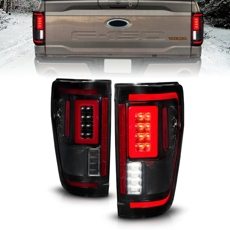 ANZO 311474 - FITS: 21-23 Ford F-150 LED Taillights Seq. Signal w/BLIS CoverBlack Smoke