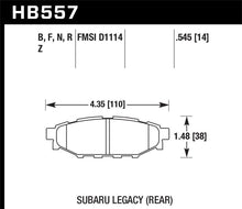 Load image into Gallery viewer, Hawk Performance KHB557B.545 FITS Hawk 2013-2014 Subaru BRZ Ltd (277mm Fr Disc/Solid Rr Disc) High Perf. Street 5.0 Rear Brake Pads