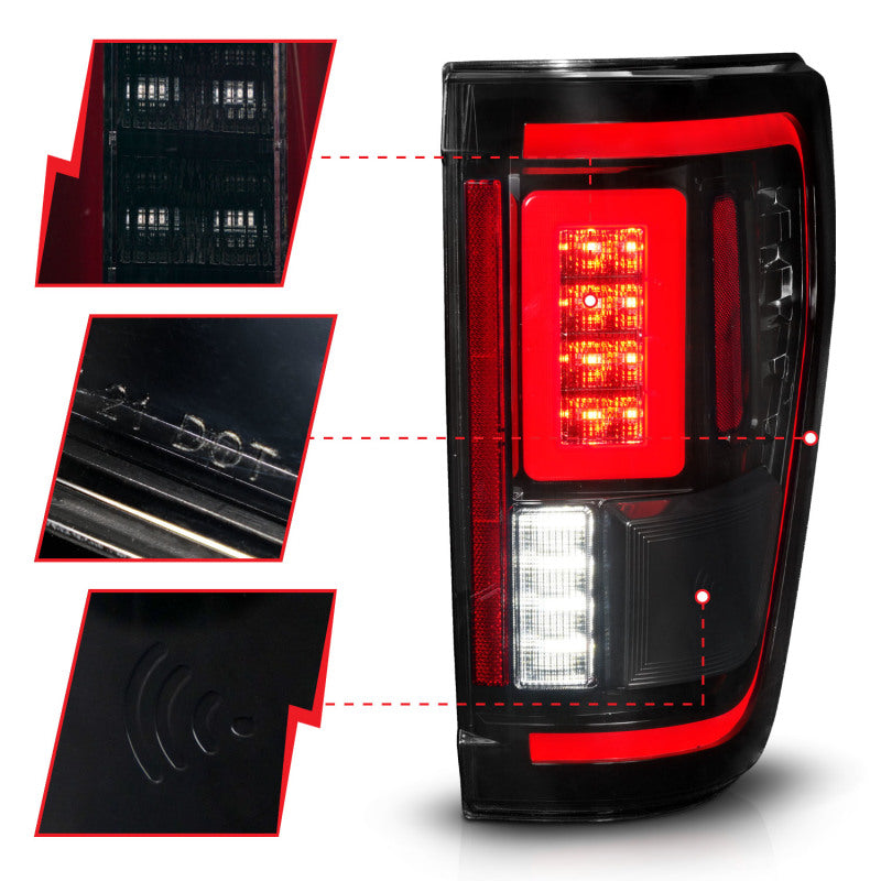 ANZO 311474 - FITS: 21-23 Ford F-150 LED Taillights Seq. Signal w/BLIS CoverBlack Smoke