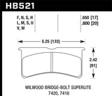 Hawk Performance KHB521U.800 FITS Hawk Wilwood Superlite DTC-70 Race Brake Pads