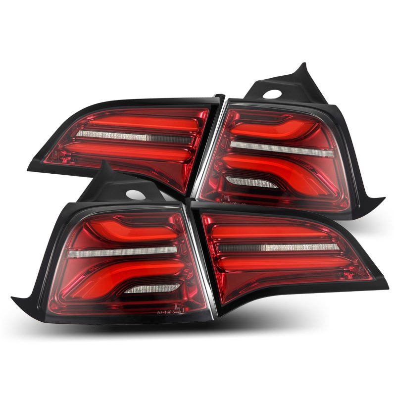 AlphaRex 601020 FITS 17-22 Tesla Model 3 PRO-Series LED Tail Lights Red Smoke w/Seq Sig