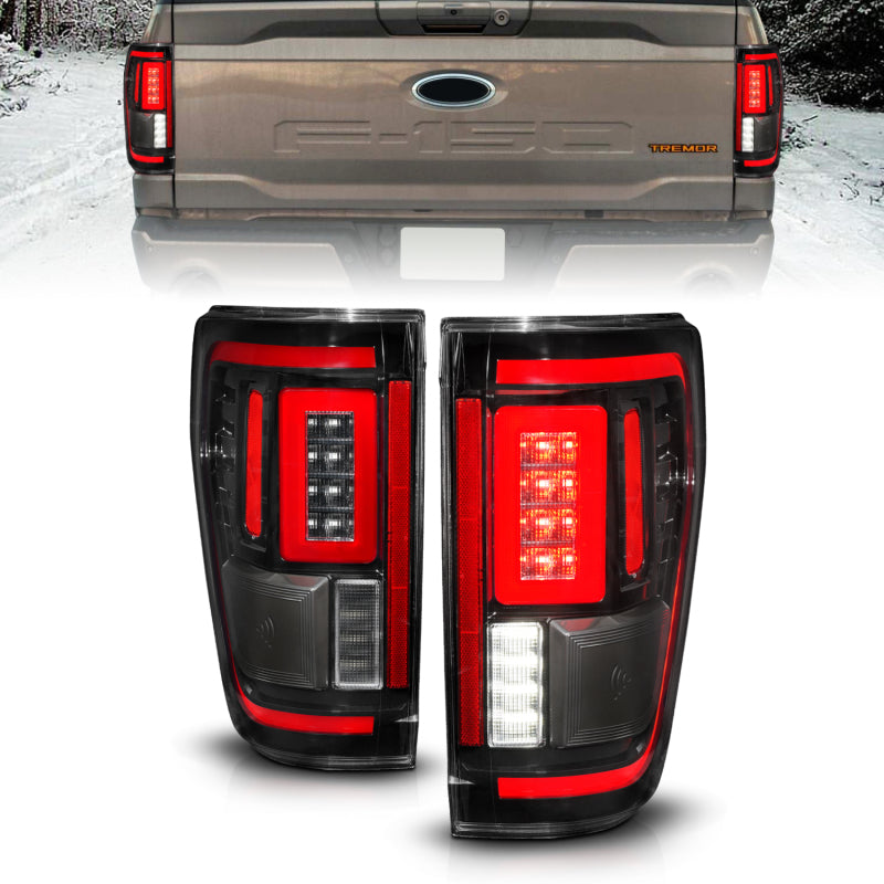 ANZO 311473 - FITS: 21-23 Ford F-150 LED Taillights Seq. Signal w/BLIS CoverBlack Housing