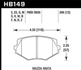 Hawk Performance KHB149G.505 FITS Hawk 94-00 Mazda Miata / 01-03 Miata w/ Standard Suspension DTC-60 Race Front Brake Pads (D635)