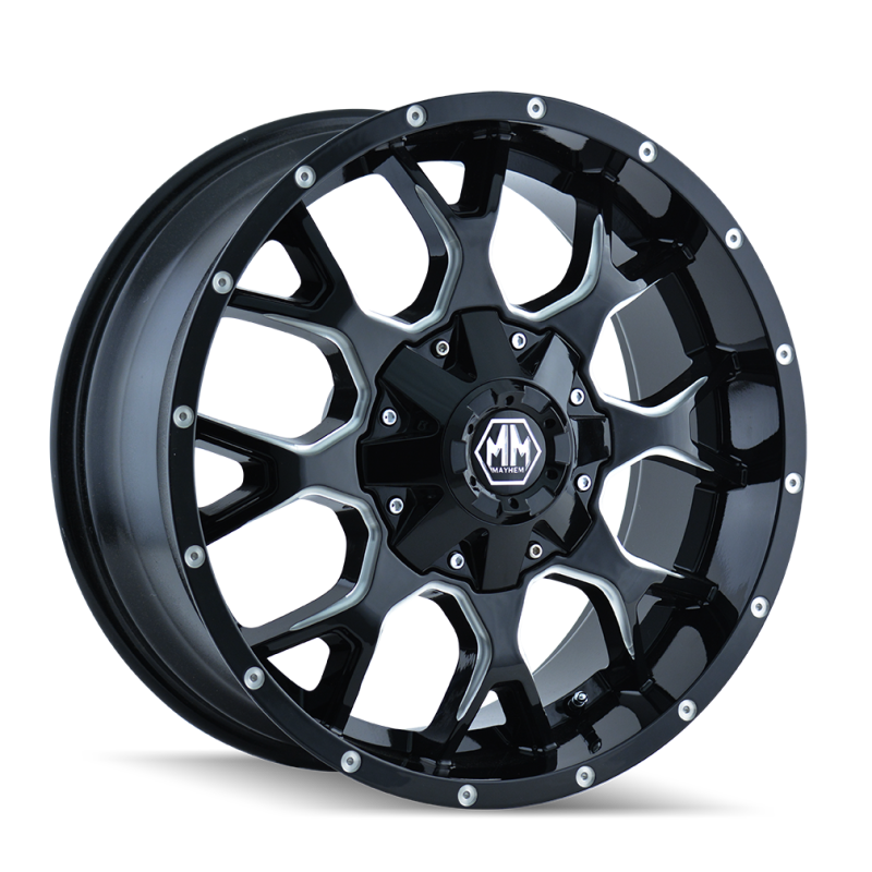 Mayhem 8015-2937M FITS 8015 Warrior 20x9 / 6x135 BP / 0mm Offset / 106mm Hub Black w/ Milled Spokes Wheel