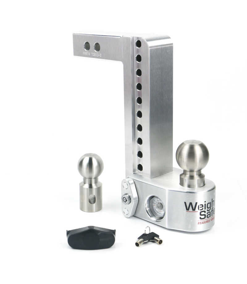 Weigh Safe WS10-2 FITS 10in Drop Hitch w/Built-in Scale & 2in Shank (10K/12.5K GTWR) - Aluminum