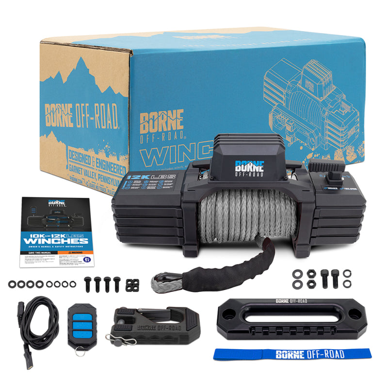 Borne Off-Road 12K Winch - Grey Synthetic Rope