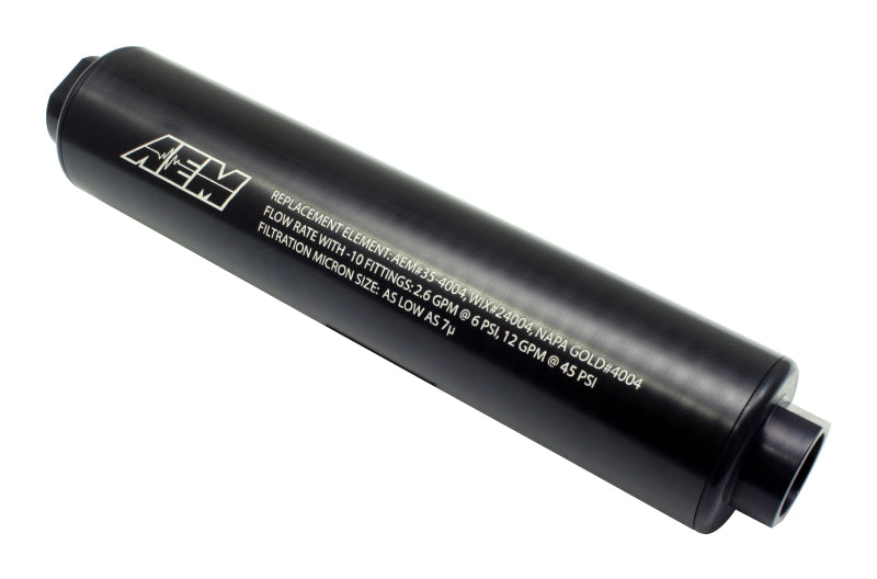 AEM 25-201BK FITS Universal High Flow -10 AN Inline Black Fuel Filter