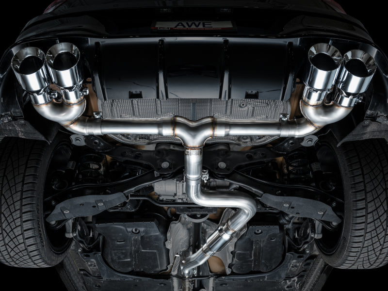 AWE Tuning 3020-42658 FITS AWE MK8 Volkswagen Golf R 3in Track Edition Quad Exhaust - Chrome Silver Tips