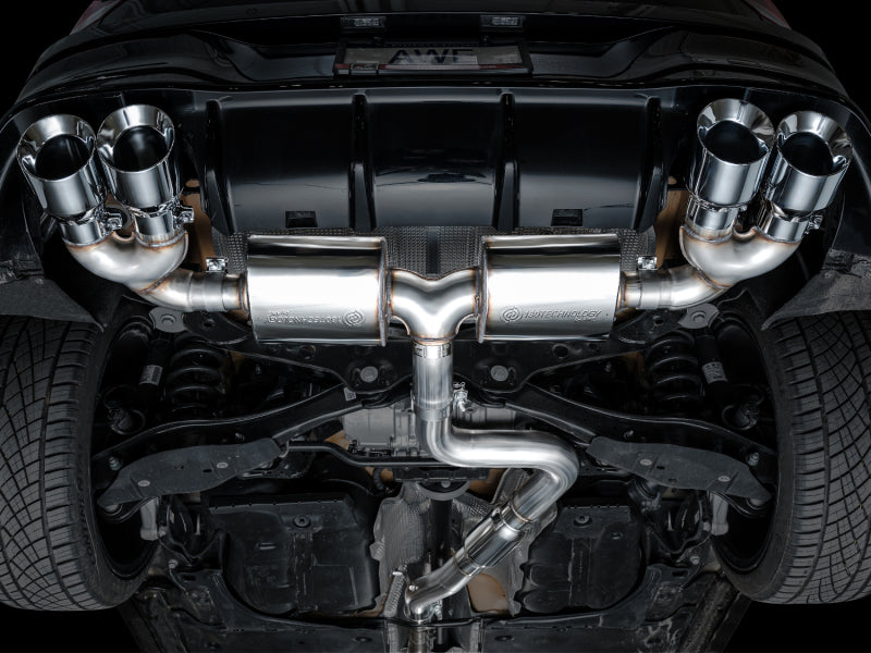 AWE Tuning 3015-42658 FITS AWE MK8 Volkswagen Golf R 3in Touring Edition Quad Exhaust - Chrome Silver Tips