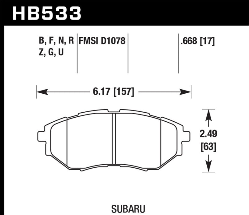 Hawk Performance KHB533B.668 FITS Hawk 2006-2007 Subaru B9 Tribeca Limited HPS 5.0 Front Brake Pads