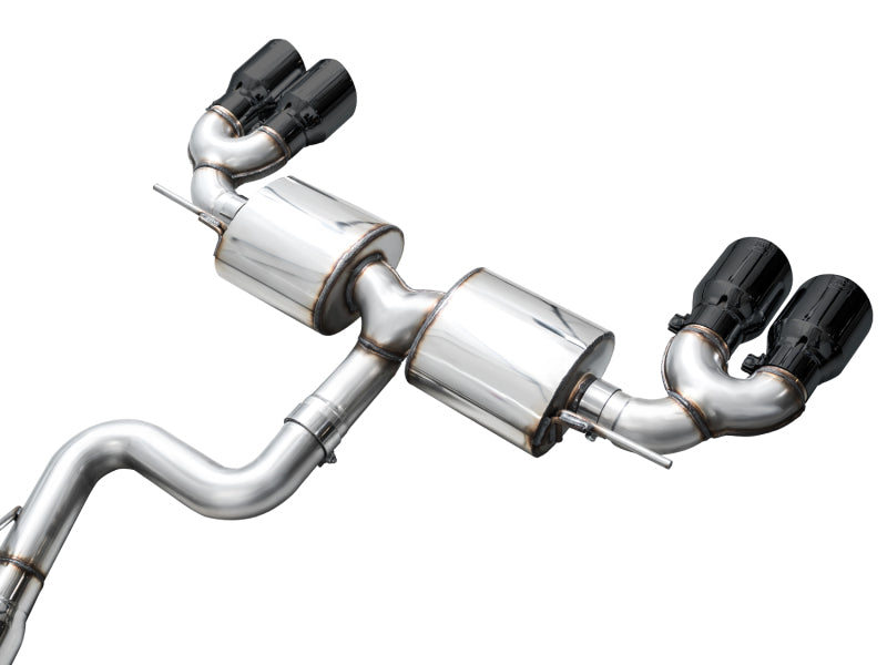 AWE Tuning 3015-43658 FITS AWE MK8 Volkswagen Golf R 3in Touring Edition Quad Exhaust - Diamond Black Tips