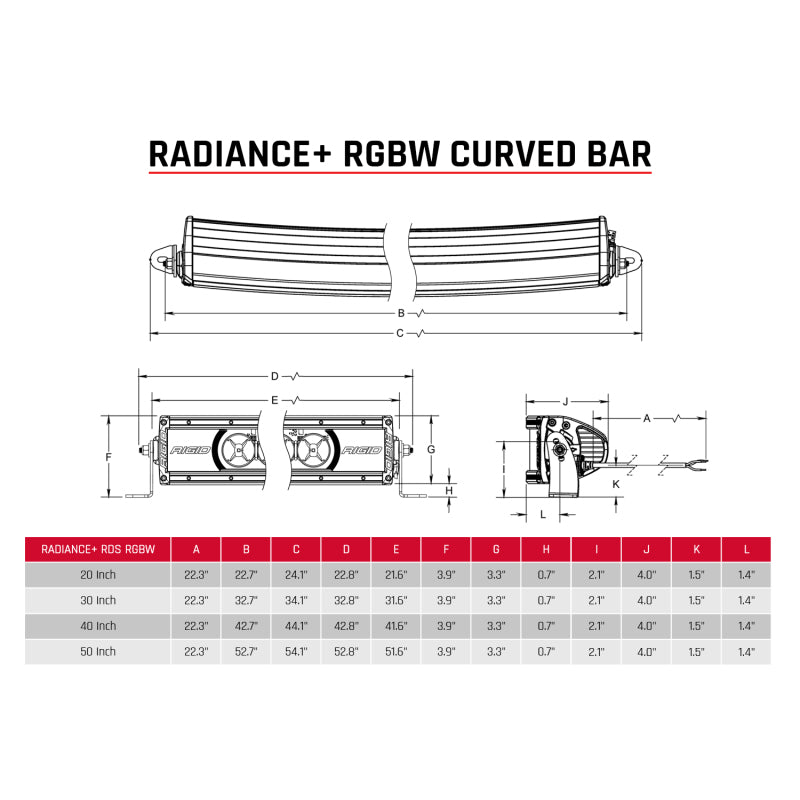 Rigid Industries 340053 FITS 340053 - Radiance+ Curved 40in. RGBW Light Bar