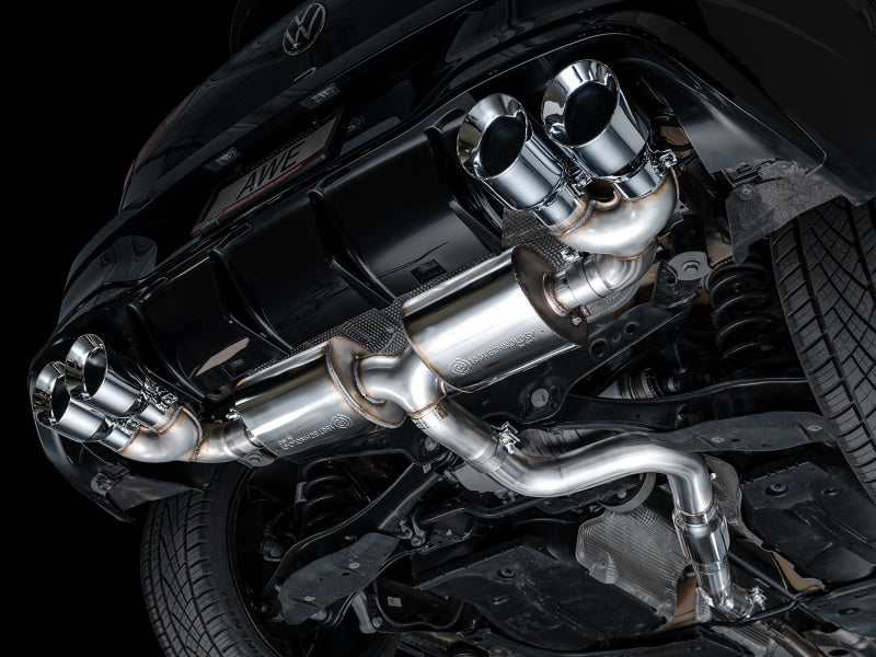 AWE Tuning 3015-42658 FITS AWE MK8 Volkswagen Golf R 3in Touring Edition Quad Exhaust - Chrome Silver Tips