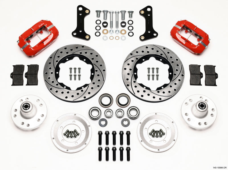 Wilwood 140-10996-DR FITS Forged Dynalite Front Kit 11.00in Drill-Red 67-69 Camaro 64-72 Nova Chevelle