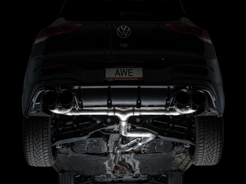 AWE Tuning 3020-43658 FITS AWE MK8 Volkswagen Golf R 3in Track Edition Quad Exhaust - Diamond Black Tips
