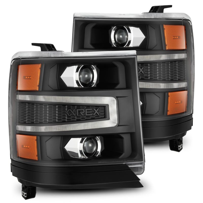 AlphaRex 880234 FITS 16-18 Chevy 1500HD LUXX LED Proj Headlights BK w/Seq Actvn Light / SeqSig (Req PN 810023)