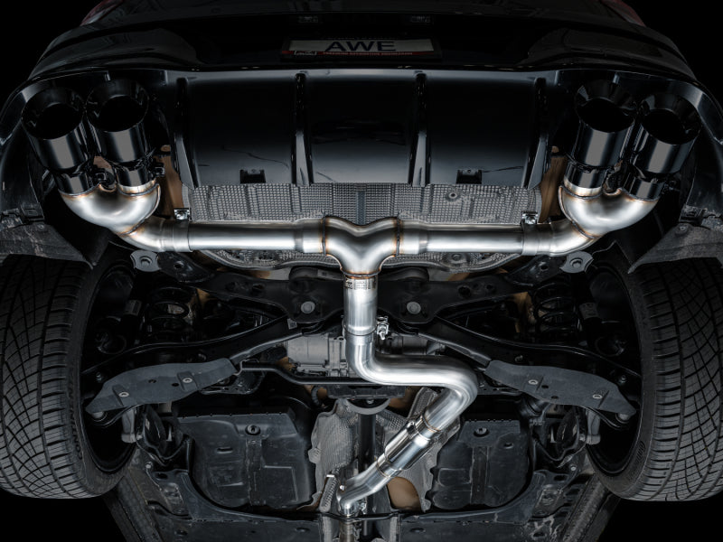 AWE Tuning 3020-43658 FITS AWE MK8 Volkswagen Golf R 3in Track Edition Quad Exhaust - Diamond Black Tips