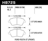 Hawk Performance KHB725B.650 FITS Hawk 2014 Ford Fiesta ST HPS 5.0 Front Brake Pads