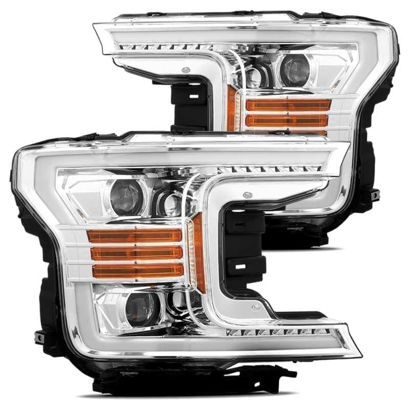 AlphaRex 880175 FITS 18-20 Ford F-150 LUXX LED Proj Headlights Plank Style Chrome w/Activ Light/DRL