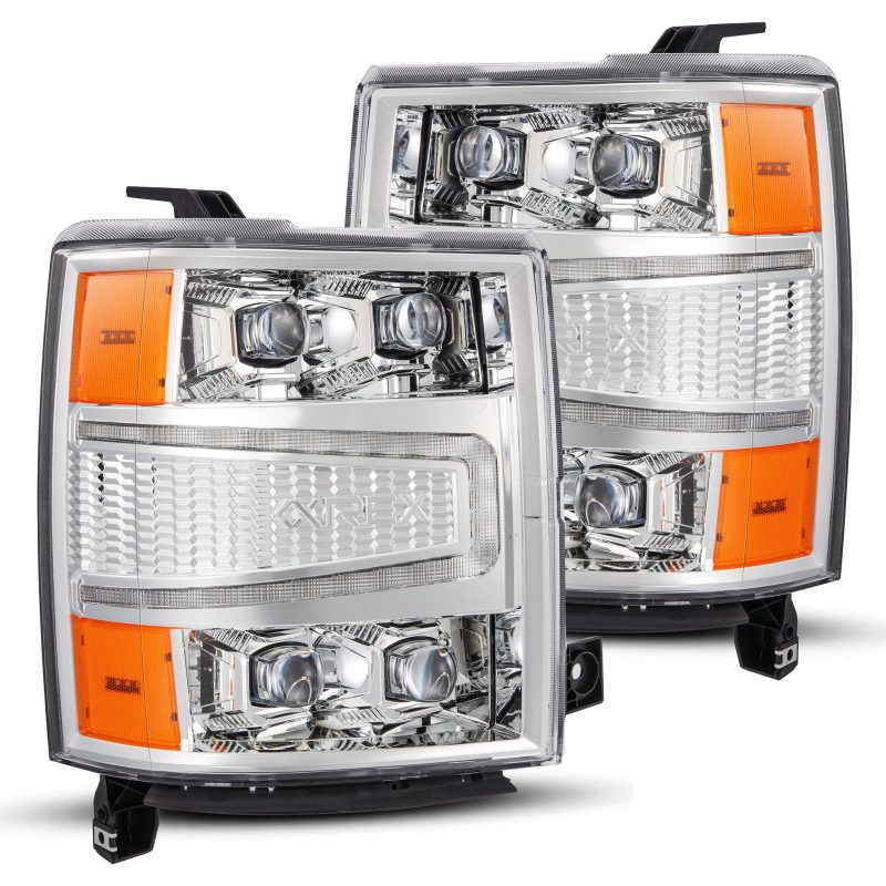 AlphaRex 880240 FITS 04-15 Chevy 1500HD NOVA-Series LED Proj Headlights Chrome w/Activ Light/Seq Signal & SB DRL