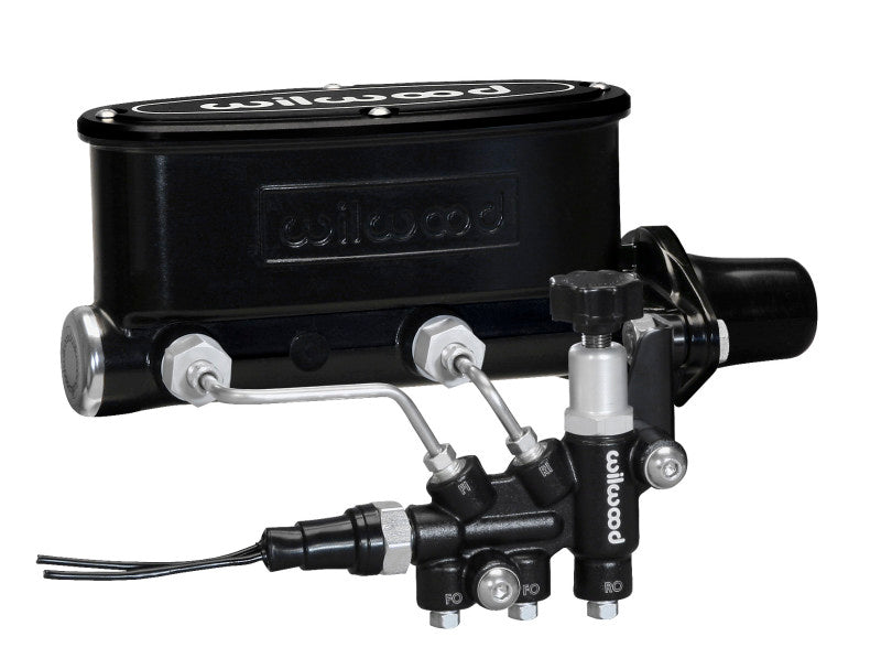 Wilwood 261-13270-BK FITS HV Tandem M/C Kit w L/H Bracket & Prop Valve - 1 1/8in Bore Black