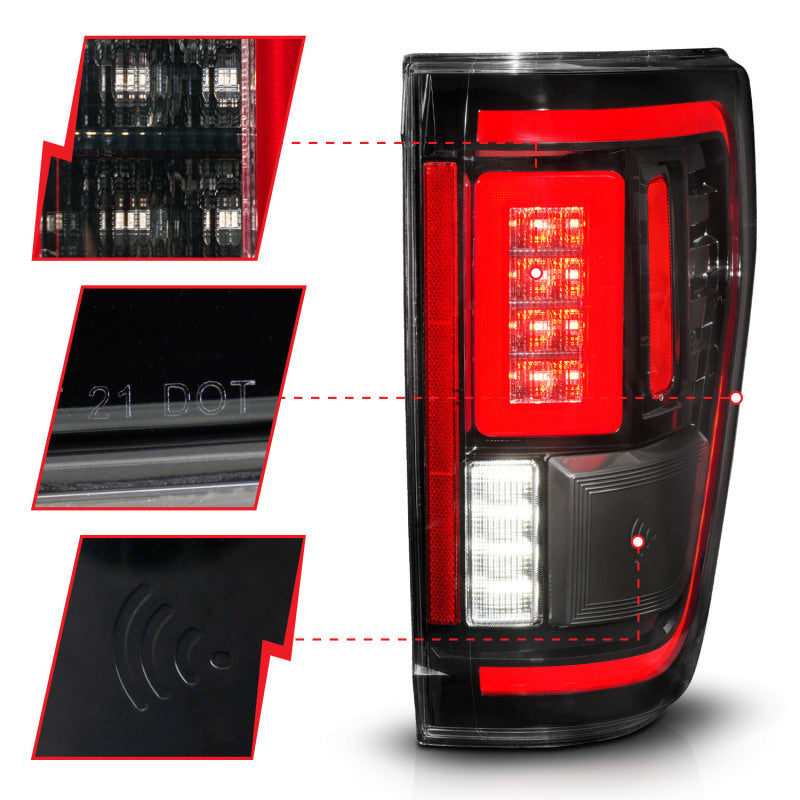 ANZO 311473 - FITS: 21-23 Ford F-150 LED Taillights Seq. Signal w/BLIS CoverBlack Housing