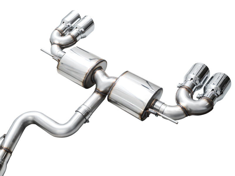 AWE Tuning 3015-42658 FITS AWE MK8 Volkswagen Golf R 3in Touring Edition Quad Exhaust - Chrome Silver Tips