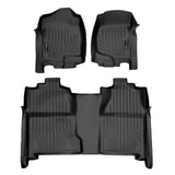 SMARTLINER Floor Mats 2 Row Liner Set Black Compatible With 2007-2013 Silverado/Sierra 1500 Crew Cab - 2007-2014 2500/3500 HD Crew Cab