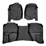 SMARTLINER Custom Fit Floor Mats 2 Row Liner Set Black Compatible With 2007-2013 Silverado/Sierra 1500/2500/3500 HD Extended Cab