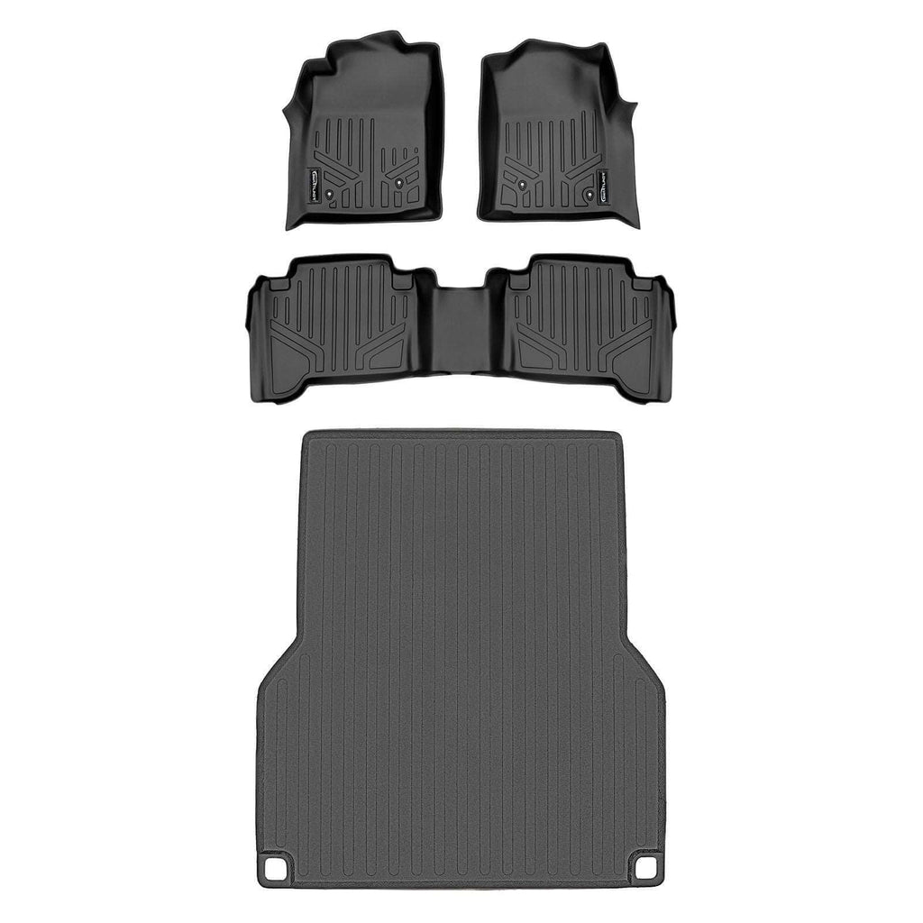 SMARTLINER SA0033/B0033/K0207 2 Row Floor Liners & Smart Coverage™ Truck Bed Liners 2005-2011 Toyota Tacoma Double Cab Black