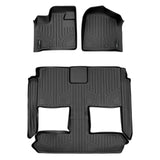 SMARTLINER Floor Mats 3 Row Liner Set Black Compatible With 2008-2020 Grand Caravan / 2008-2016 Town & Country (Stow'n Go Only)