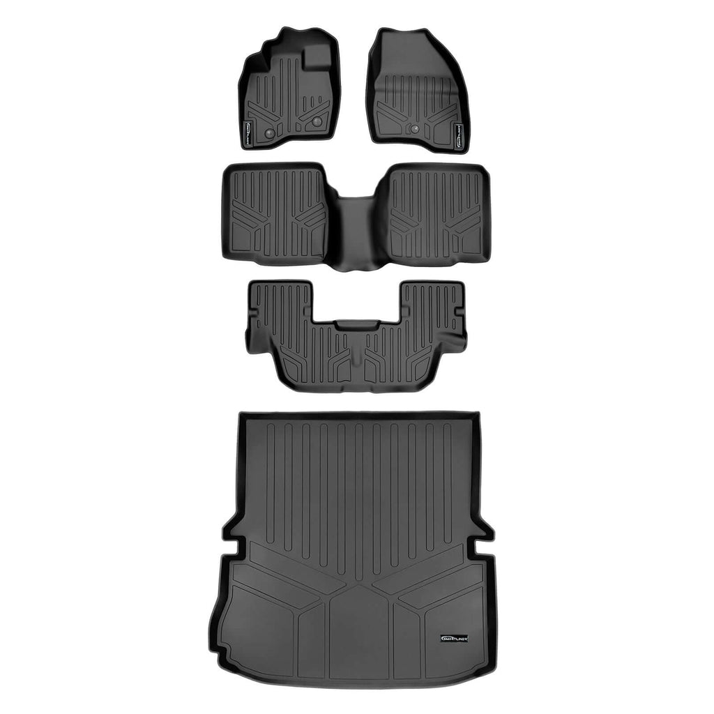SMARTLINER SA0082/B0082/C0082/D0082 3 Row Floor Liners & Cargo Liner behind the 2nd Row Seats 2011-2014 Ford Explorer (Without Center Console on Second Row) Black