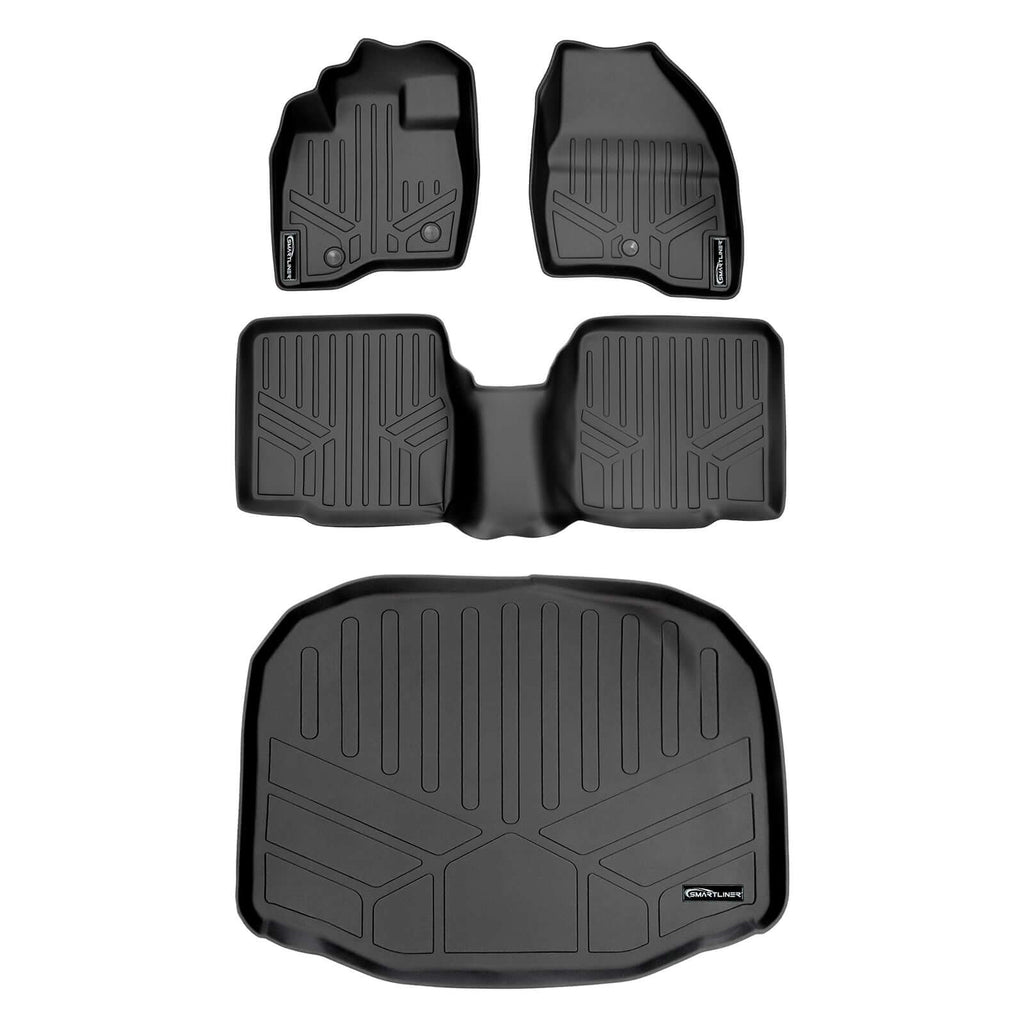 SMARTLINER SA0082/B0082/E0082 2 Row Floor Liners & Cargo Liner behind the 3rd Row Seats 2011-2014 Ford Explorer (Without Center Console on Second Row) Black