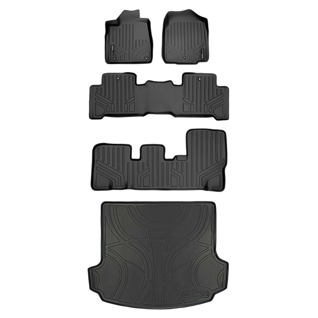 SMARTLINER SA0084/B0084/C0084/D0084 3 Row Floor Liners & Cargo Liner behind the 2nd Row Seats 2007-2013 Acura MDX Black
