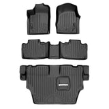 SMARTLINER Floor Mats 3 Row Liner Set Black Compatible With 2013-16 Dodge Durango with Front Row Dual Floor Hooks and 2nd Row Bench Seat