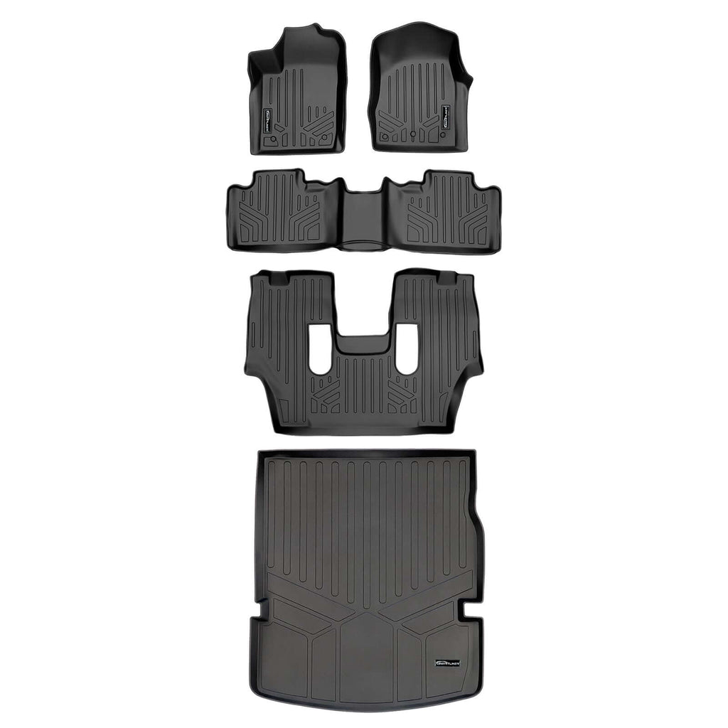 SMARTLINER SA0127/B0071/C0233/D0113 3 Row Floor Liners & Cargo Liner behind the 2nd Row Seats 2013-2016 Dodge Durango (With Bucket Seats on Second Row)<br > Black