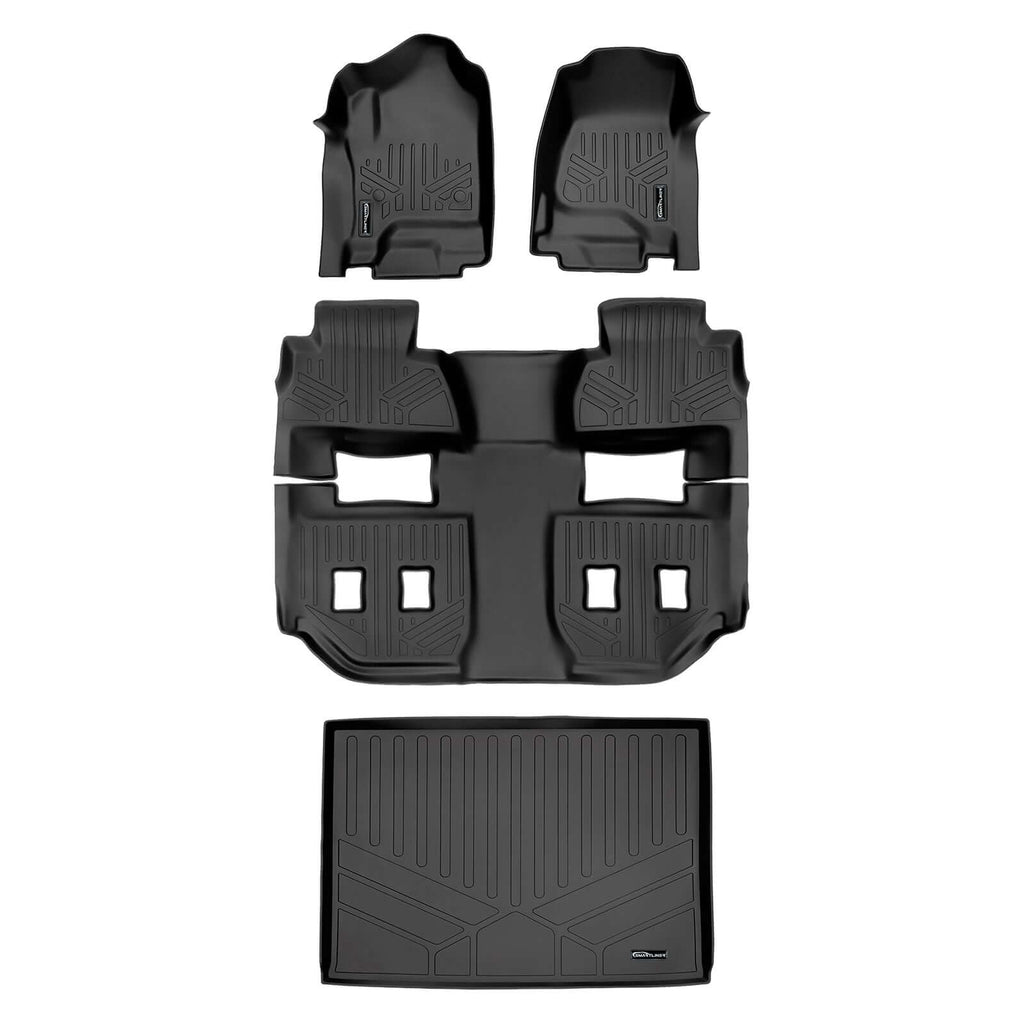 SMARTLINER SA0136/B0159/E0159 2 Row Floor Liners & Cargo Liner behind the 3rd Row Seats 2015-2020 Chevrolet Suburban With Bucket Seats2015-2020 GMC Yukon XL With Bucket Seats Black